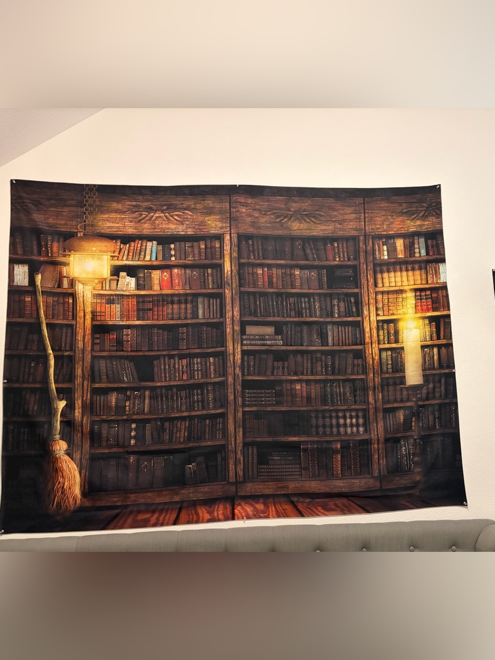 Vintage Library Wall Tapestry in Brown and Gold 79”x59”